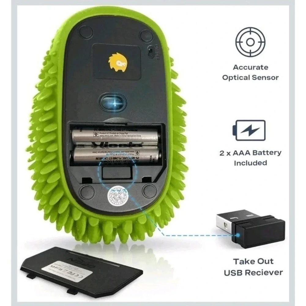 HedgeHog Health Hoglet Wireless Computer Mouse, Lime Green, Batteries Included